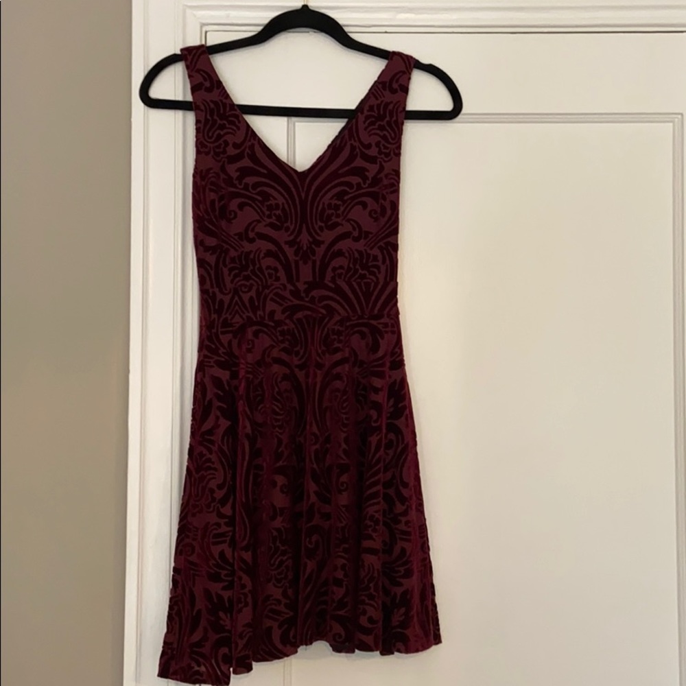 Velvet skater style dress - Burgundy